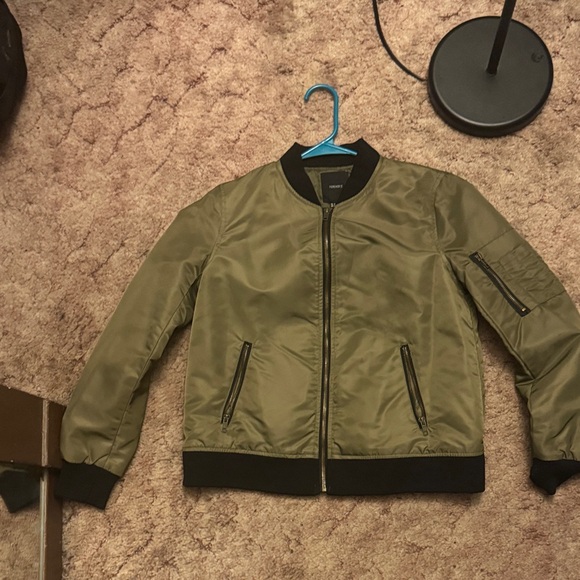 Forever 21 Other - Forever 21 Khaki Bomber Jacket with Black Trim